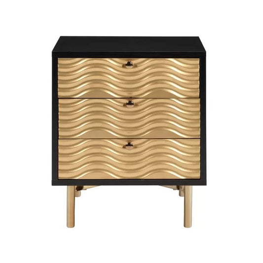 Drawer Nightstand in Black/Gold