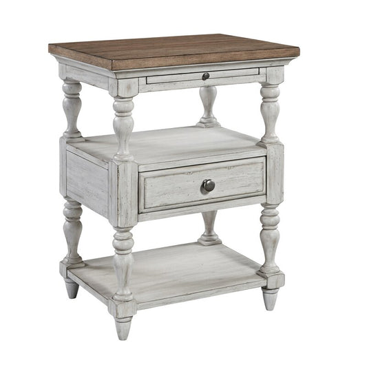 Drawer Nightstand in White/Brown