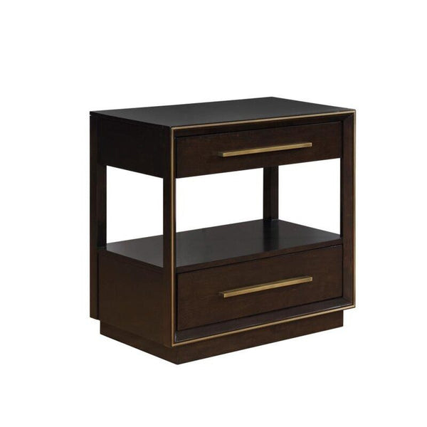 Drawer Solid Wood Nightstand in Espresso